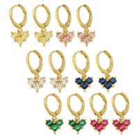 Cubic Zirconia Micro Pave Brass Earring, Heart, gold color plated, micro pave cubic zirconia & for woman, more colors for choice, 21mm, Sold By Pair