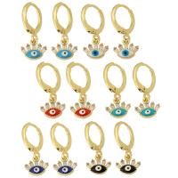 Huggie Hoop Drop Ohrringe, Messing, Auge, goldfarben plattiert, Einstellbar & Micro pave Zirkonia & für Frau & Emaille, keine, 22mm, verkauft von Paar