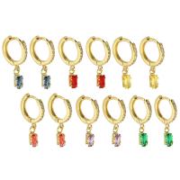 Huggie Hoop Drop Earring, Brass, gold color plated, micro pave cubic zirconia & for woman, more colors for choice, 24mm, Sold By Pair