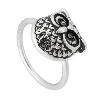 Палец кольцо из нержавеющей стали, Нержавеющая сталь 316, Сова, ювелирные изделия моды & Женский, оригинальный цвет, 13x14mm,2mm, размер:7, продается PC