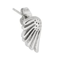 Stainless Steel Stud Earrings, 316 Stainless Steel, Wing Shape, fashion jewelry & for woman, original color, 8x16mm, Sold By PC