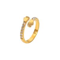 Zirkonia Edelstahl-Finger- Ring, 304 Edelstahl, Modeschmuck & Micro pave Zirkonia & für Frau, goldfarben, 9mm, verkauft von PC