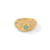 Edelstahl Ringe, 304 Edelstahl, mit Grüner Aventurin, Modeschmuck & verschiedene Größen vorhanden & für Frau, goldfarben, 11mm, verkauft von PC