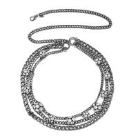 Mode-Multi-Layer-Halskette, Zinklegierung, mit Verlängerungskettchen von 45cm, plattiert, drei Schichten & Modeschmuck & für Frau, schwarz, Länge 55 cm, verkauft von PC