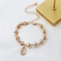 Bracelet en alliage de zinc, avec 8.5cm chaînes de rallonge, coquille, Placage de couleur d'or, bijoux de mode & pour femme, doré, Vendu par 15.5 cm brin