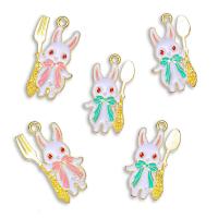 Zinc Alloy Enamel Pendants Rabbit gold color plated Unisex nickel lead & cadmium free Approx Sold By Bag