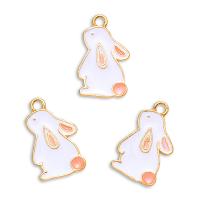 Zinc Alloy Enamel Pendants Rabbit gold color plated Unisex white nickel lead & cadmium free Approx Sold By Bag