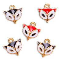 Tibetan Style Enamel Pendants, Fox, gold color plated, Unisex, more colors for choice, nickel, lead & cadmium free, 13x13mm, Approx 100PCs/Bag, Sold By Bag