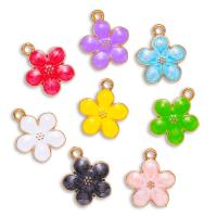 Tibetan Style Enamel Pendants, Flower, gold color plated, Unisex, more colors for choice, nickel, lead & cadmium free, 14x17mm, Approx 100PCs/Bag, Sold By Bag