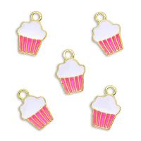 Tibetan Style Enamel Pendants, Ice Cream, gold color plated, Unisex, pink, nickel, lead & cadmium free, 10x14mm, Approx 100PCs/Bag, Sold By Bag
