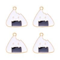 Tibetan Style Enamel Pendants, sushi, gold color plated, Unisex, white and black, nickel, lead & cadmium free, 23x23mm, Approx 100PCs/Bag, Sold By Bag