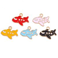 Zinc Alloy Enamel Pendants Airplane gold color plated Unisex nickel lead & cadmium free Approx Sold By Bag