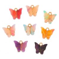 Acrylic Pendants, Tibetan Style, with Acrylic, Butterfly, gold color plated, Unisex, more colors for choice, nickel, lead & cadmium free, 14x12mm, Approx 100PCs/Bag, Sold By Bag