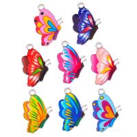 Tibetan Style Enamel Pendants, Butterfly, silver color plated, Unisex, more colors for choice, nickel, lead & cadmium free, 16x24mm, Approx 100PCs/Bag, Sold By Bag
