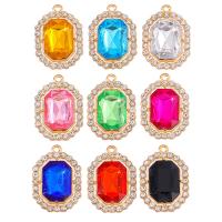 Crystal Pendants Zinc Alloy with Crystal Rectangle gold color plated Unisex & with rhinestone nickel lead & cadmium free Approx Sold By Bag