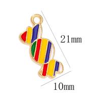 Tibetan Style Enamel Pendants, Candy, gold color plated, Unisex, more colors for choice, nickel, lead & cadmium free, 10x21mm, Approx 100PCs/Bag, Sold By Bag