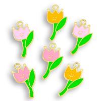 Tibetan Style Enamel Pendants, Tulip, gold color plated, Unisex, more colors for choice, nickel, lead & cadmium free, 12x23mm, Approx 100PCs/Bag, Sold By Bag