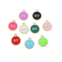 Zinc Alloy Enamel Pendants Flat Round gold color plated Unisex nickel lead & cadmium free Approx Sold By Bag