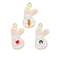 Tibetan Style Enamel Pendants, Rabbit, gold color plated, Unisex & different styles for choice, more colors for choice, nickel, lead & cadmium free, 12x25mm, Approx 100PCs/Bag, Sold By Bag