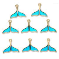 Tibetan Style Enamel Pendants, Mermaid tail, gold color plated, Unisex, blue, nickel, lead & cadmium free, 20x17mm, Approx 100PCs/Bag, Sold By Bag