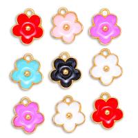 Tibetan Style Enamel Pendants, Flower, gold color plated, Unisex, more colors for choice, nickel, lead & cadmium free, 11x13mm, Approx 100PCs/Bag, Sold By Bag