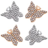 Tibetan Style Rhinestone Pendants, Butterfly, plated, Unisex & with rhinestone, more colors for choice, nickel, lead & cadmium free, 18x16mm, Approx 100PCs/Bag, Sold By Bag