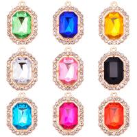 Tibetan Style Rhinestone Pendants, with Crystal, Square, gold color plated, Unisex & with rhinestone, more colors for choice, nickel, lead & cadmium free, 17x23mm, Approx 100PCs/Bag, Sold By Bag