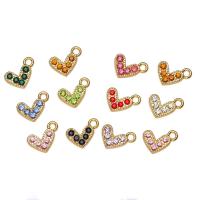 Tibetan Style Heart Pendants, gold color plated, Unisex & micro pave cubic zirconia, more colors for choice, nickel, lead & cadmium free, 10x7mm, Approx 100PCs/Bag, Sold By Bag