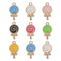 Tibetan Style Enamel Pendants, Lollipop, gold color plated, Unisex, more colors for choice, nickel, lead & cadmium free, 9x18mm, Approx 100PCs/Bag, Sold By Bag