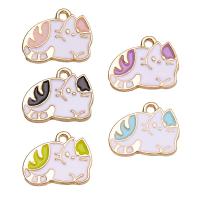 Tibetan Style Enamel Pendants, Cat, gold color plated, Unisex, more colors for choice, nickel, lead & cadmium free, 16x12mm, Approx 100PCs/Bag, Sold By Bag