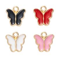 Tibetan Style Enamel Pendants, Butterfly, gold color plated, Unisex, more colors for choice, nickel, lead & cadmium free, 15x15mm, Approx 100PCs/Bag, Sold By Bag