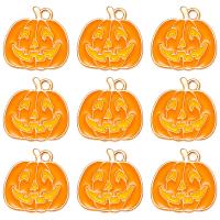 Móda Halloween přívěšek, Zinek, Dýně, barva pozlacený, unisex & smalt, žlutý, nikl, olovo a kadmium zdarma, 20x20mm, Cca 100PC/Bag, Prodáno By Bag