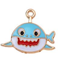 Zinc Alloy Enamel Pendants Shark gold color plated Unisex nickel lead & cadmium free Approx Sold By Bag