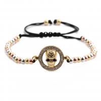 Brass Bracelet, Skull, gold color plated, Halloween Design & Unisex & adjustable & different styles for choice & micro pave cubic zirconia, mixed colors, nickel, lead & cadmium free, Length:16-21 cm, Sold By PC