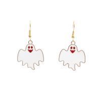 Tibetan Style Drop Earring, Ghost, gold color plated, Halloween Design & for woman & enamel, more colors for choice, nickel, lead & cadmium free, 25x44mm, Sold By Pair