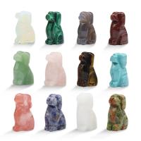 Gemstone Decoration, Dog, Carved, random style, mixed colors, 16x22x34mm, 12PCs/Box, Sold By Box