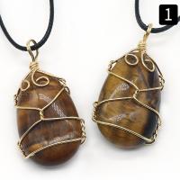 Gemstone Pendants Jewelry with brass wire Teardrop gold color plated fashion jewelry Sold By PC