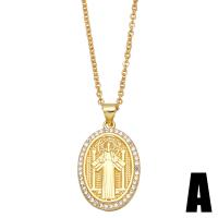 Cubic Zircon Micro Pave Brass Necklace with 2 extender chain Virgin Mary 18K gold plated & micro pave cubic zirconia & for woman golden nickel lead & cadmium free Length 16.9 Inch Sold By PC