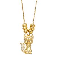 Cubic Zircon Micro Pave Brass Necklace Animal 18K gold plated & micro pave cubic zirconia & for woman golden nickel lead & cadmium free Length 18.5 Inch Sold By PC