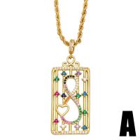 Cubic Zircon Micro Pave Brass Necklace, with 2 extender chain, 18K gold plated, different styles for choice & micro pave cubic zirconia & for woman, mixed colors, nickel, lead & cadmium free, 51x20mm, Length:17.7 Inch, Sold By PC