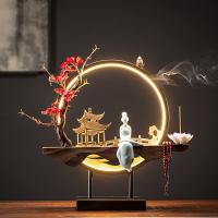 Backflow Incense Burner, Porcelain, handmade, for home and office & durable & with LED light & multifunctional & different styles for choice, 420x100x430mm, Sold By PC