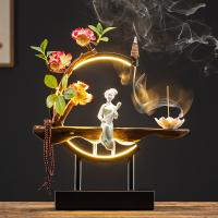 Backflow Incense Burner, Porcelain, handmade, for home and office & durable & with LED light & multifunctional & different styles for choice, 320x100x350mm, Sold By PC