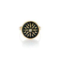 Titan Edelstahl Ringe, Titanstahl, 14 K vergoldet, Modeschmuck & für Frau & Emaille & mit kubischem Zirkonia, goldfarben, 18mm, verkauft von PC