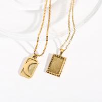 Titanium Steel Necklace with 2.36inch extender chain Vacuum Ion Plating fashion jewelry & Unisex golden 12*19mm 11*22mm Length Approx 16.14 Inch Approx 17.32 Inch Sold By PC