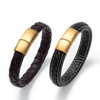 Bracelets cordon PU, cuir PU, Acier inoxydable 316L fermoir magnétique, bijoux de mode & longueur différente pour le choix & unisexe, plus de couleurs à choisir, 12x6mm, Vendu par PC
