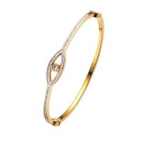 Titanium Steel Bangle Horse Eye Vacuum Ion Plating fashion jewelry & micro pave cubic zirconia & for woman 2.50mm Inner Approx 58mm Sold By PC