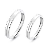 Couple Finger Rings, 925 Sterling Silver, polished, Adjustable & micro pave cubic zirconia, original color, Sold By PC