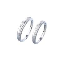 Pár prsteny, 925 Sterling Silver, lesklý, Nastavitelný & micro vydláždit kubické zirkony, Původní barva, Prodáno By PC