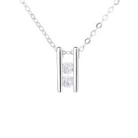 Cubic Zircon Micro Pave 925 Sterling Silver Necklace plated micro pave cubic zirconia & for woman 450mm Sold By PC