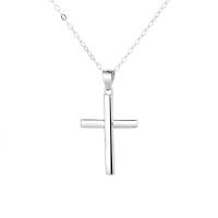 925 Sterling Silver Necklaces, Cross, silver color plated, fashion jewelry & for woman, silver color, 450mm, Sold By PC